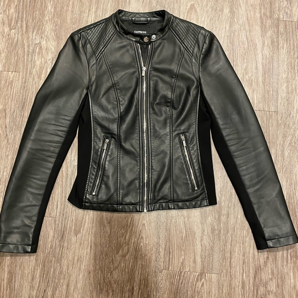 Express Small Black Faux Leather Jacket